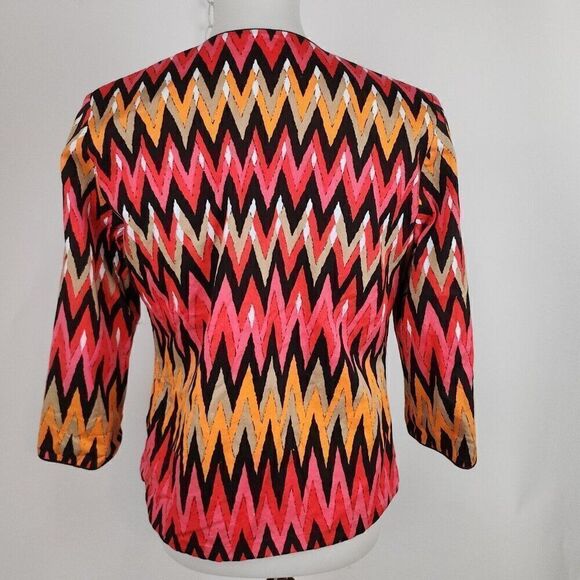 Trenz By Theresa Renz Chevron Print Open Front Corduroy Blazer Jacket Womens S - Picture 5 of 7